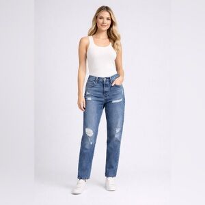 Levi’s 501 Original High Rise Button Fly Straight Jeans Women 28x31 Distressed